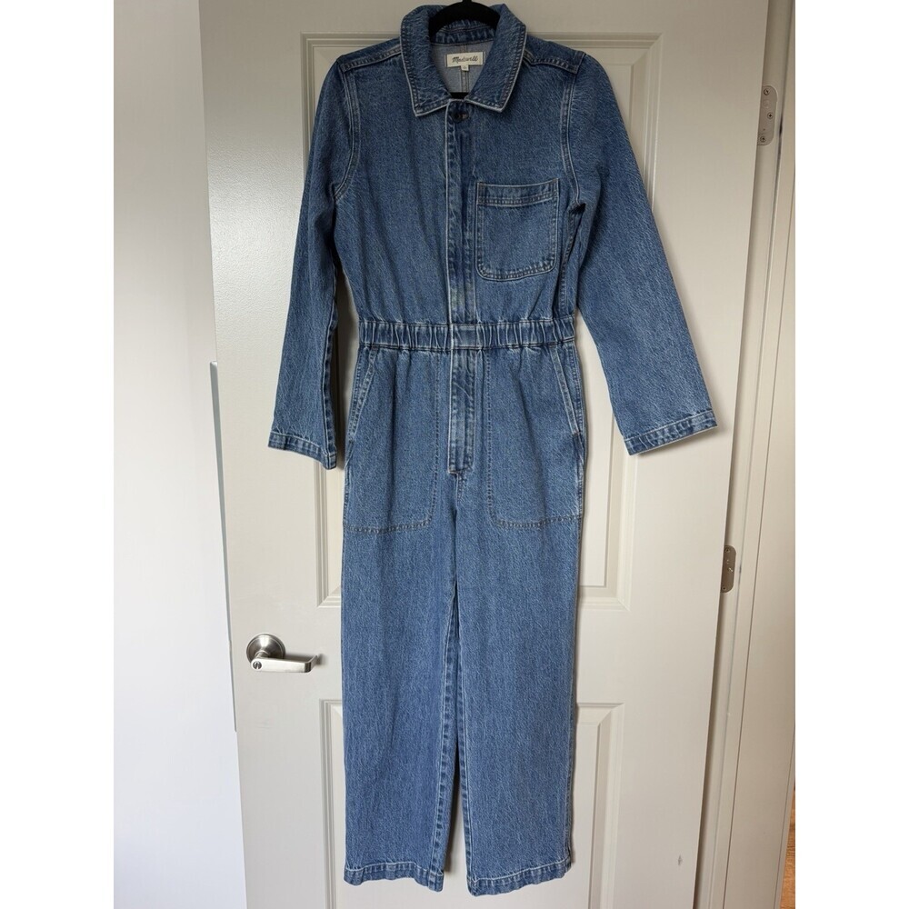 Madewell Denim Coverall Jumpsuit in Medium Wash Size Small Straight Leg